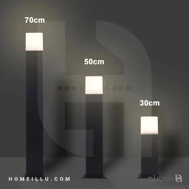 چراغ چمنی مکعب 50 سانتی متر سرپیچ NSP3 E27 — تصویر ۷