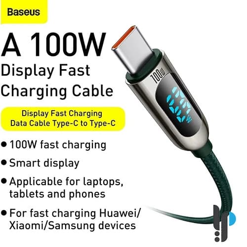 کابل شارژ تایپ سی 100 وات بیسوس Baseus Display CATSK-B طول 1 متر — تصویر ۵
