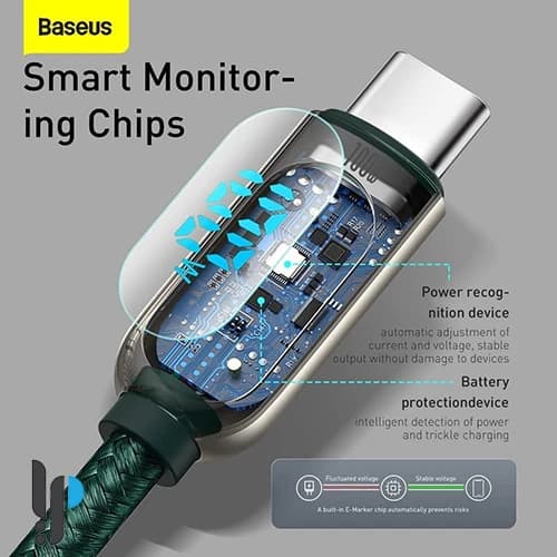 کابل شارژ تایپ سی 100 وات بیسوس Baseus Display CATSK-B طول 1 متر — تصویر ۴
