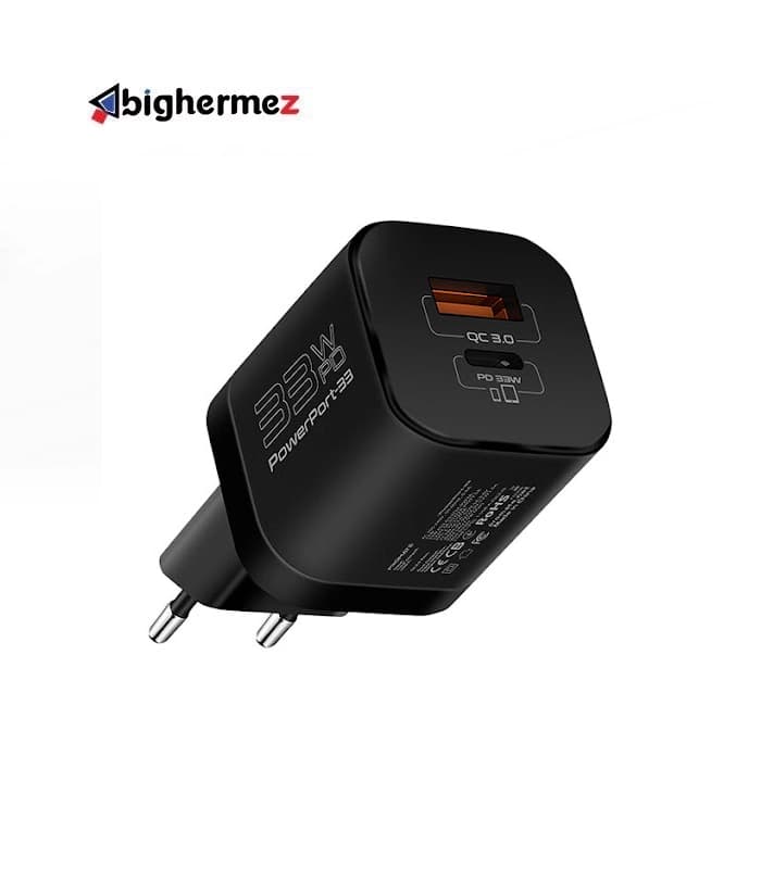 شارژر دیواری 33W پرومیت مدل POWERPORT-33.BLK.EU