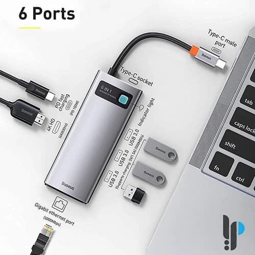 هاب 6 پورت USB-C بیسوس مدل Baseus Cahub-CW0G — تصویر ۸