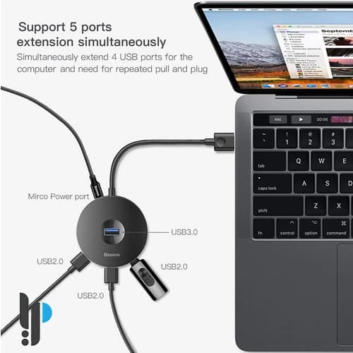 هاب چهار پورت USB 3.0 بیسوس مدل CAHUB-F01 — تصویر ۲