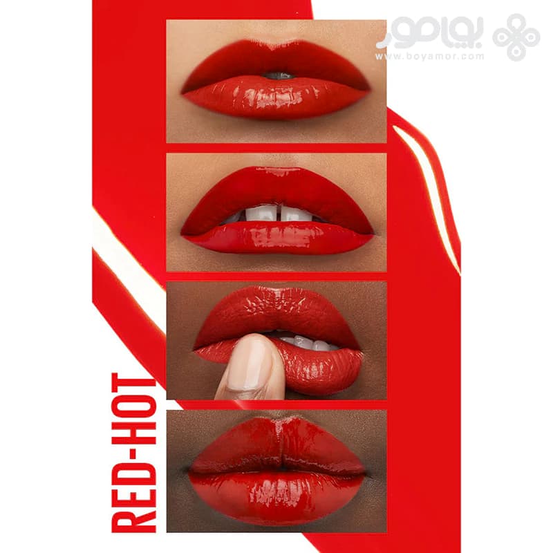 رژ لب مایع براق میبلین_سوپر استی مدل VINYL INK شماره 25 رنگ RED-HOT — تصویر ۴