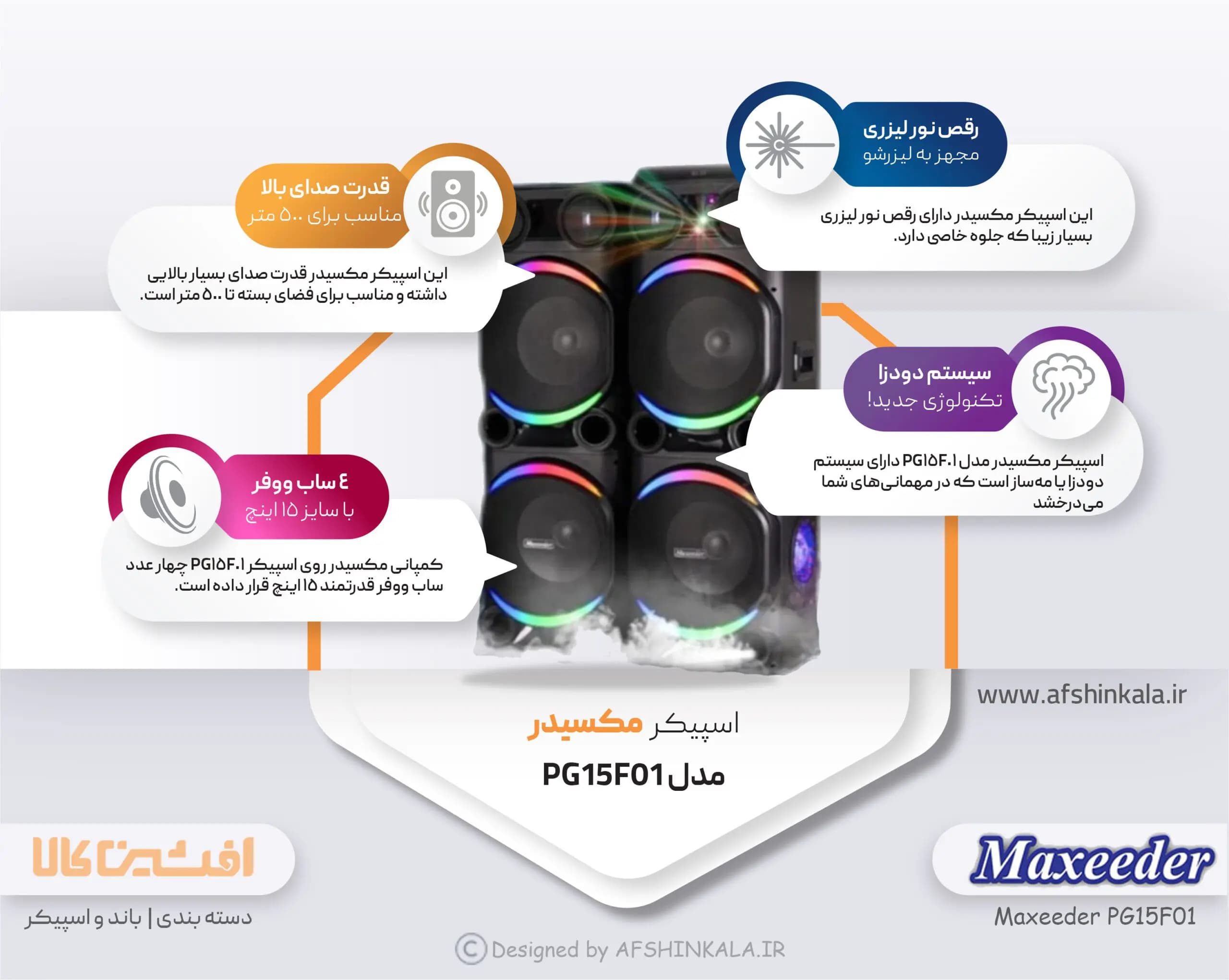 اسپیکر مکسیدر مدل PG15F01 (دودزا) — تصویر ۳