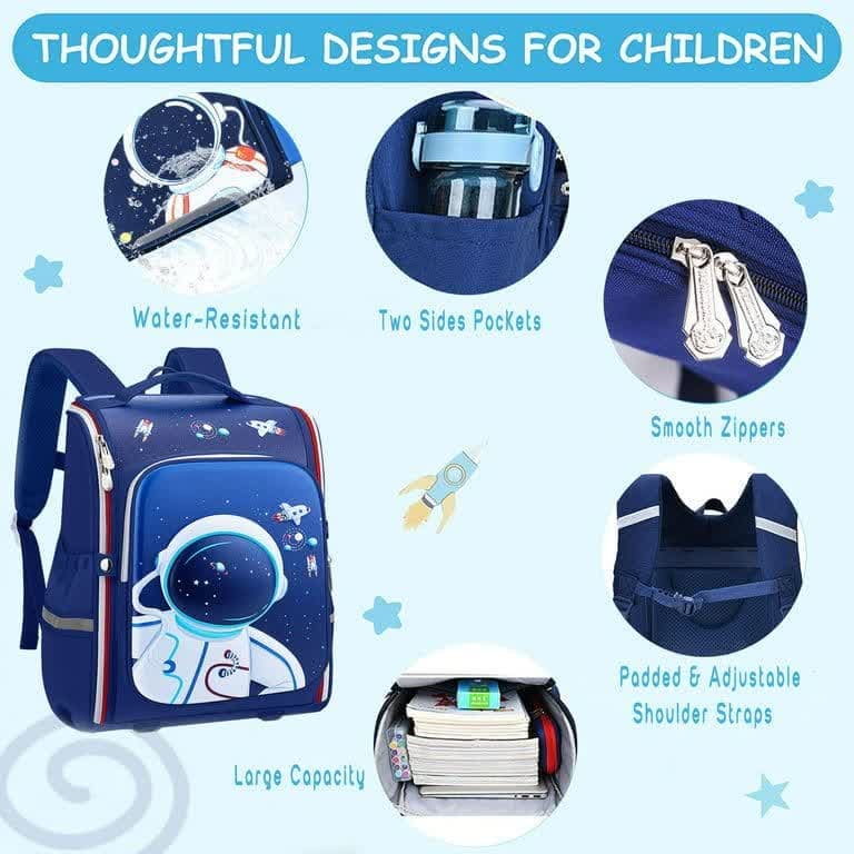 کوله پشتی صندوقی سفره ای پسرانه و دخترانه طرح فضانورد و یونیکورن (کیف مدرسه) astronaut & Unicorn کد XFS880 — تصویر ۷