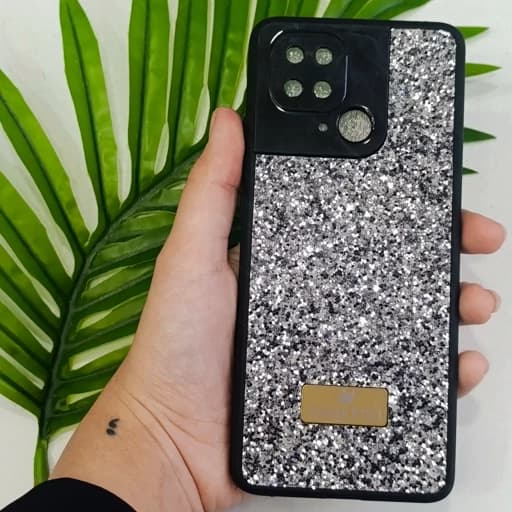 گارد گوشی Redmi 10c طرح سواروسکی نگین دار با شاین های رنگ خاکستری قاب و کاور