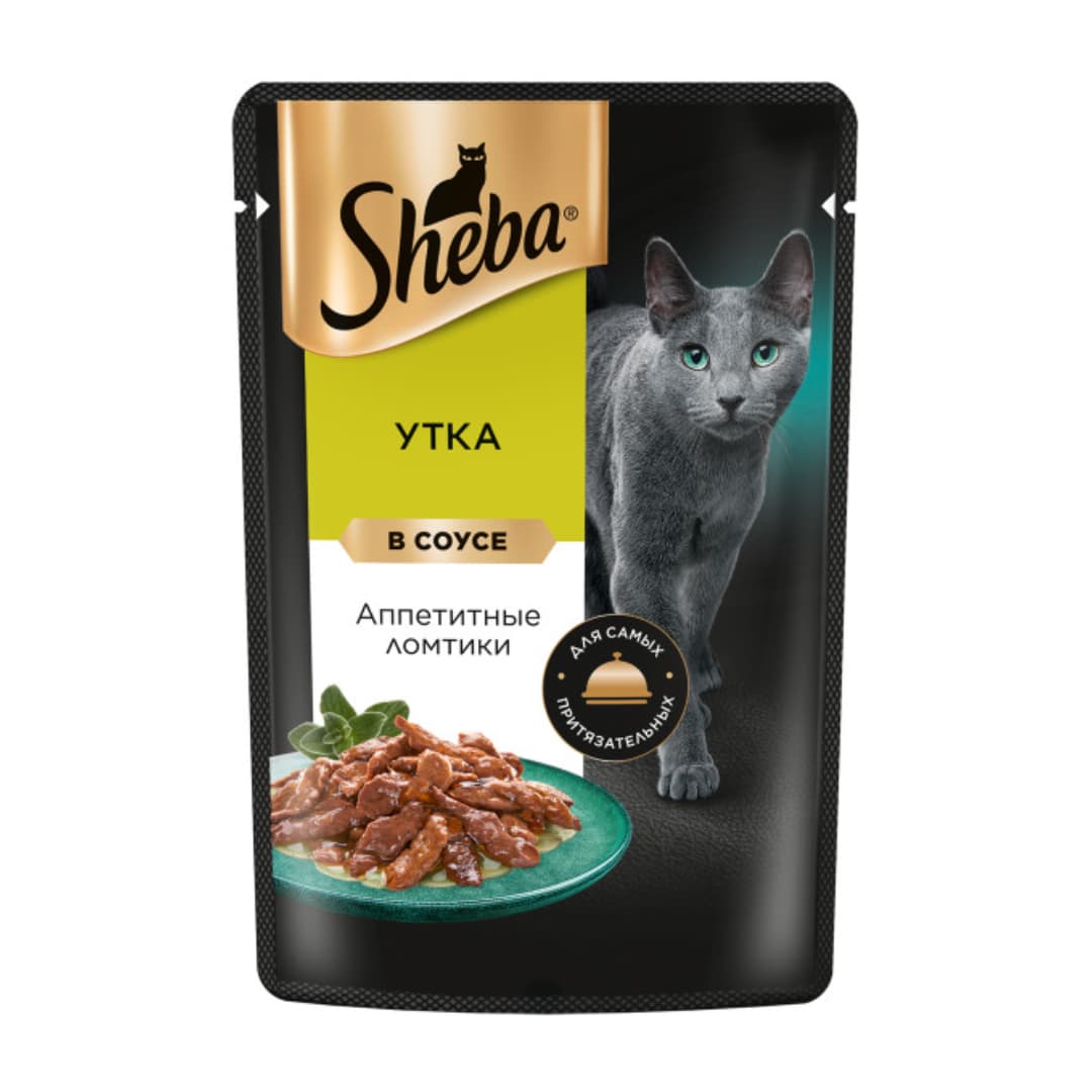 پوچ گربه شبا با طعم اردک در سس_Sheba slices in sauce with duck