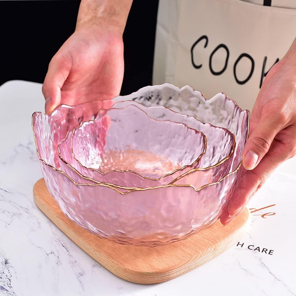 کاسه ۳ تایی دفرمه لب طلایی Glassware — تصویر ۵