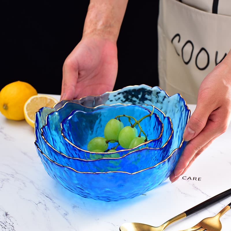 کاسه ۳ تایی دفرمه لب طلایی Glassware — تصویر ۶