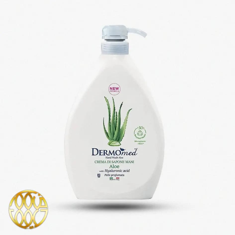 مایع دستشویی درمومد DERMOmed مدل Aloe (۱۰۰۰ میل) | آبرسان و ترمیمکننده با هیالورونیک اسید