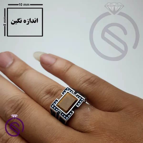انگشتر نقره چشم ببر مردانه مدل داراب کد 62411 — تصویر ۲
