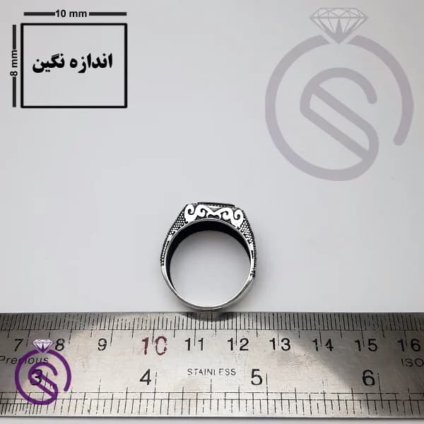 انگشتر نقره حدید مردانه مدل ایمان — تصویر ۲