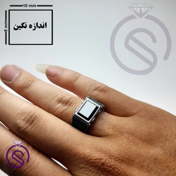 انگشتر نقره حدید مردانه مدل ایمان — تصویر ۳