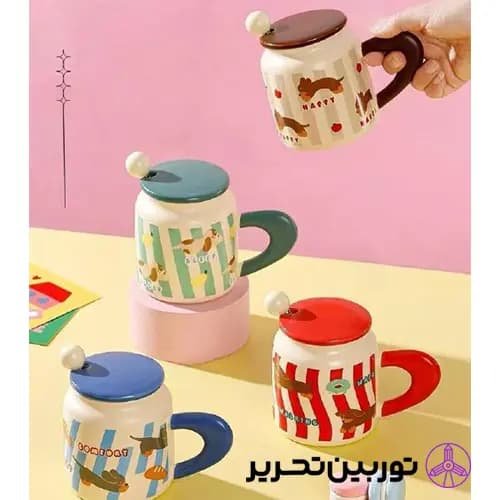 ماگ سرامیکی دربدار طرح سگ – رنگ قهوه ای — تصویر ۲