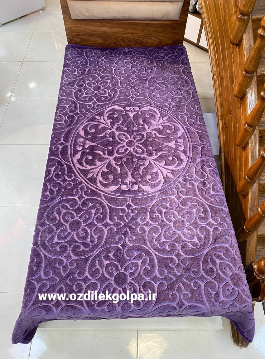 پتو برند گلبافت مدل الوان یکنفره سایز 220*160 رنگ بنفش کد 27-350