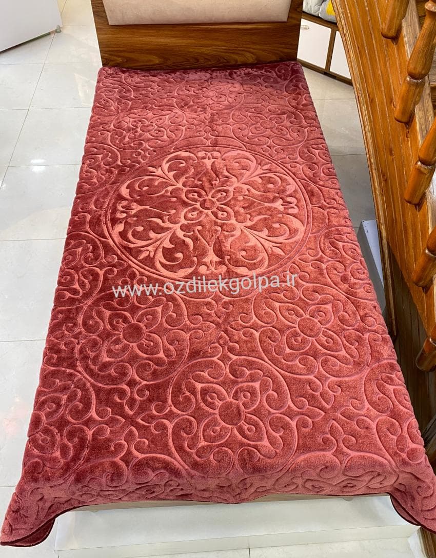 پتو برند گلبافت مدل الوان یکنفره سایز 220*160 رنگ مسی کد 05-600 گل پخش