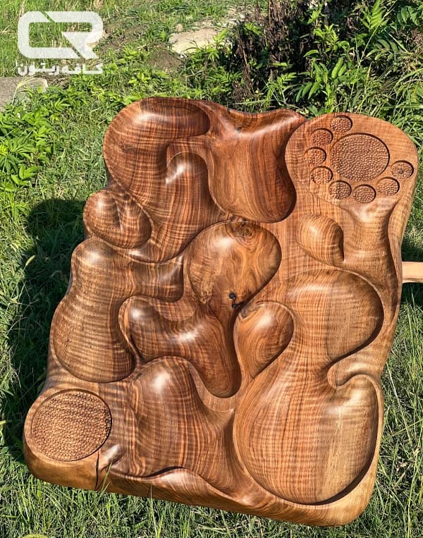سینی مزه طرح کویر با چوب گردو — تصویر ۴