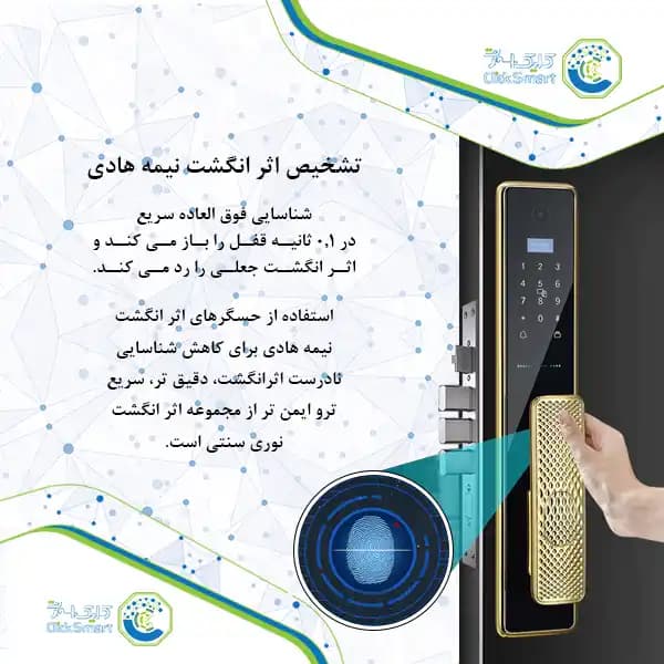 دستگیره هوشمند مدل CL-GL24 | Smart Lock با کارت RFID | کلیک اسمارت — تصویر ۳
