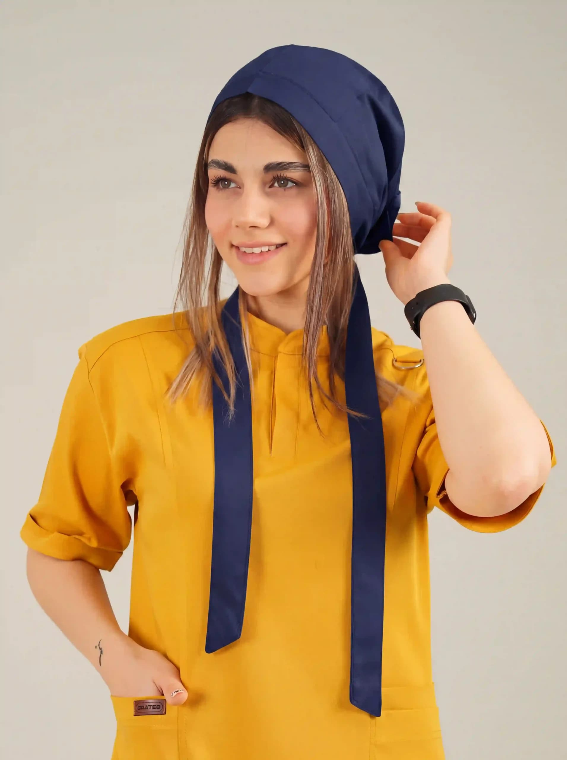 کلاه جراحی کراواتی سرمه ای خالص