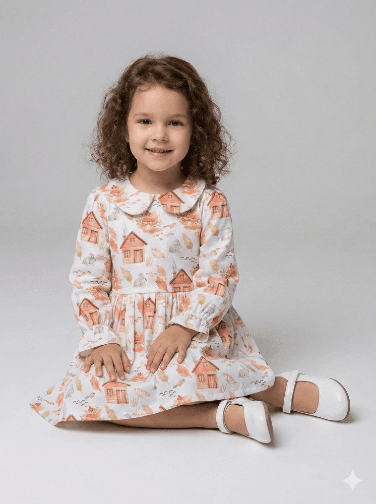 پیراهن بچه گانه عروسکی مدل دهکده خرگوشها – برند HG Kids — تصویر ۳