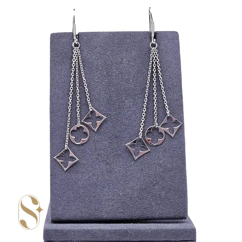 گوشواره نقره زنانه آویزی جواهری کد SilverSet-G0025