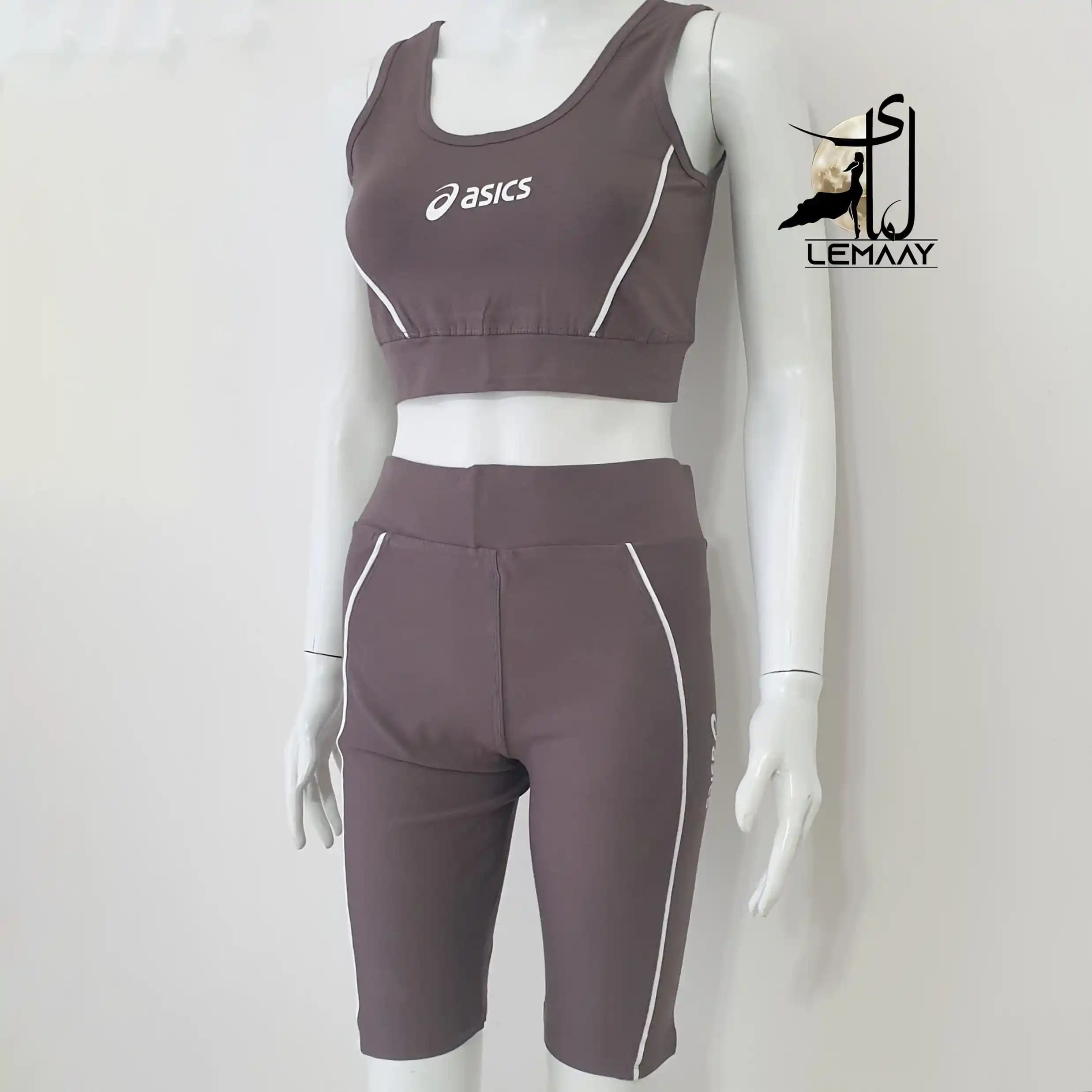 ست نیم تنه و شلوارک ورزشی زنانه اسپرت asics کد 15406 — تصویر ۵