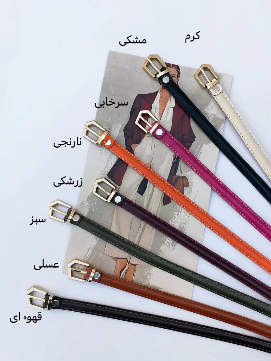 کمربند مینیمال 1/5 سانتی زنانه مدل امیلی طلایی — تصویر ۴