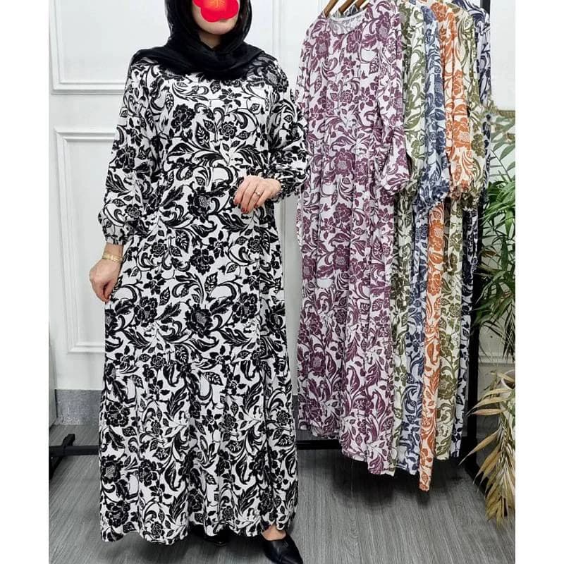 استایل آزادوراحت باپیراهن ساحلی نخی طرح فلور/کد2887