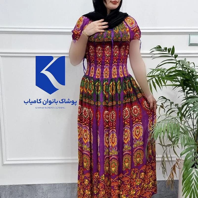 پیراهن ساحلی کریشه طرح اشکی هندی کد2742 — تصویر ۵