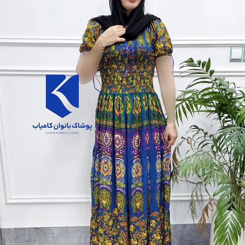 پیراهن ساحلی کریشه طرح اشکی هندی کد2742 — تصویر ۴