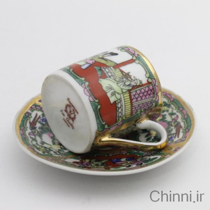 فنجان نعلبکی قهوه خوری گل مرغی طرح ضیافت — تصویر ۳