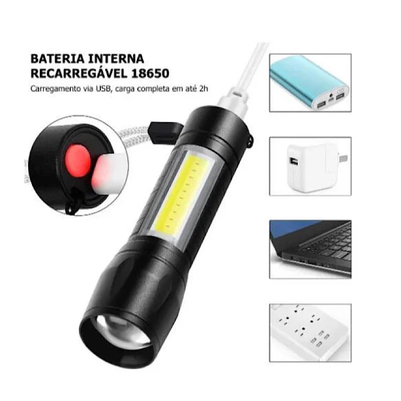 چراغ قوه زوم دار شارژی مدل فلزی به همراه کیف حمل کدN741