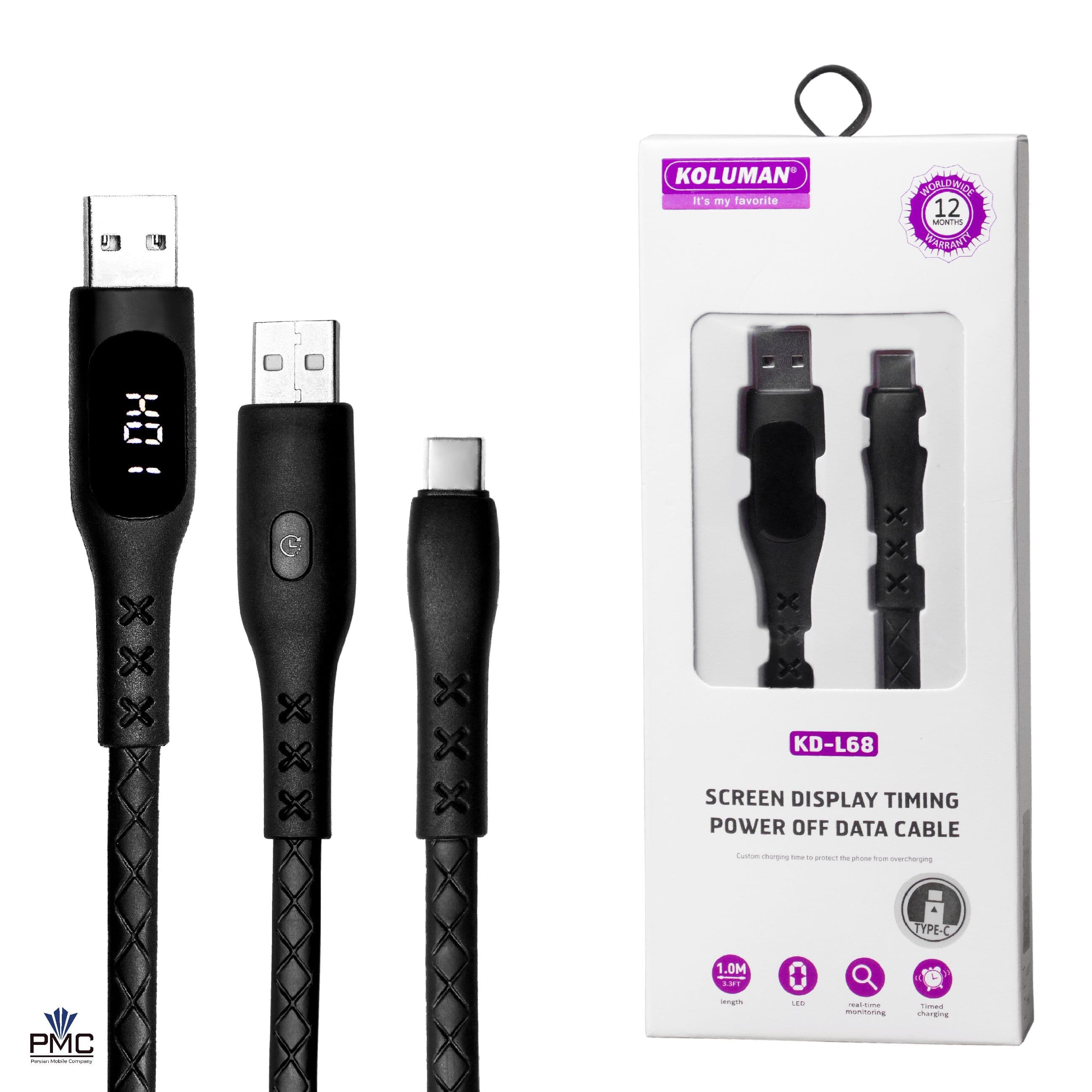 کابل تبدیل USB به لایتنینگ کلومن مدل KD-L68 طول 1 متر مشکی — تصویر ۲