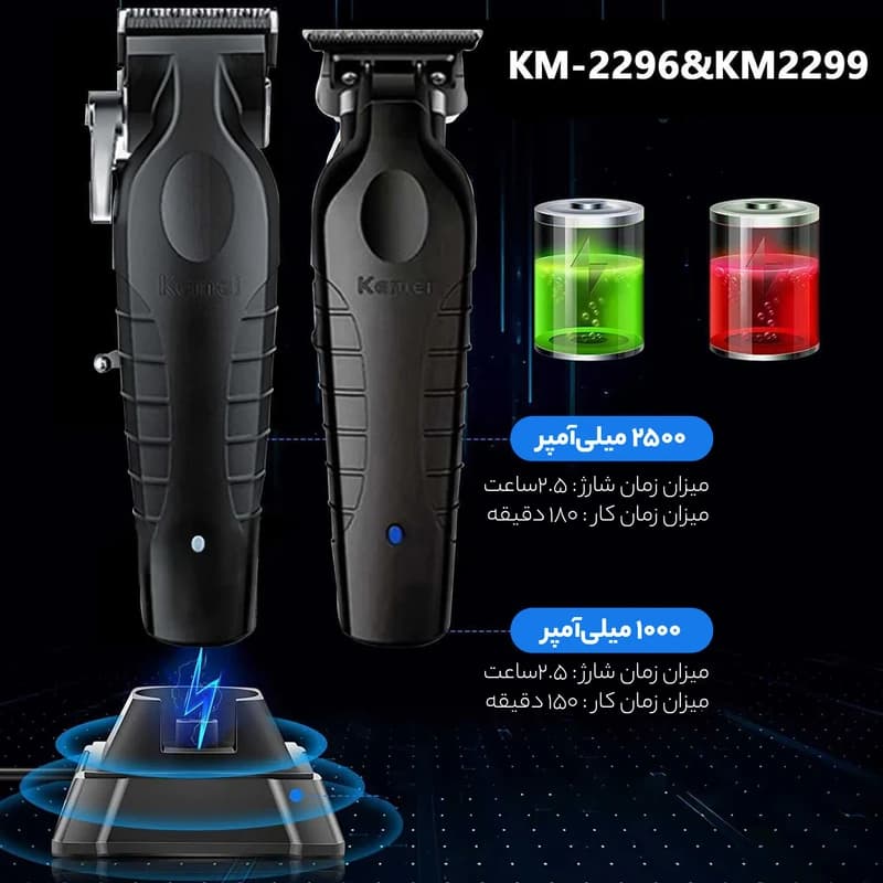 ست ماشین اصلاح و خط زن KEMEI 2296+KEMEI 2299 — تصویر ۴