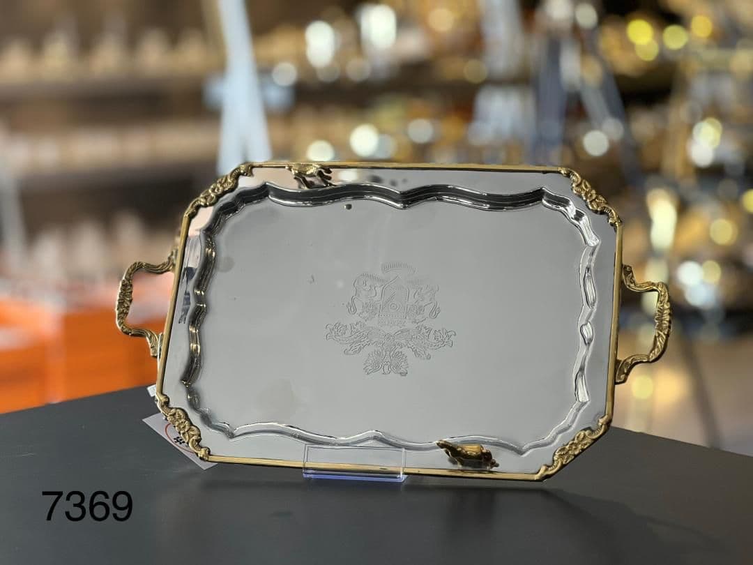 سینی مستطیل استیل برنج مدل اسب کد 7369 — تصویر ۲