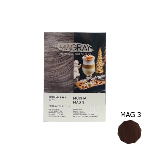 کیت رنگ مو بدون آمونیاک ماگرای شماره MAG3 موکا