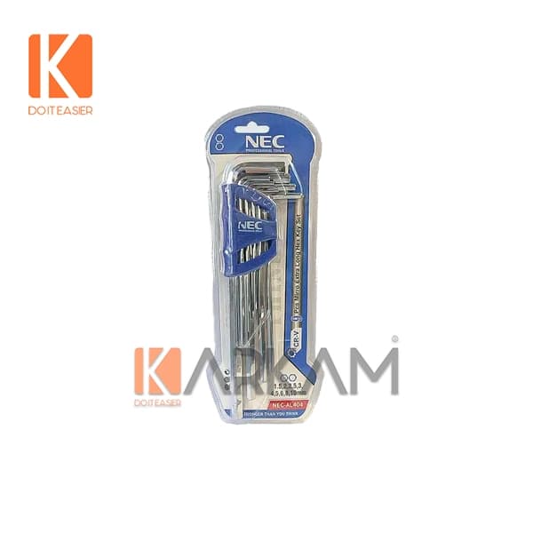 آچار آلن کارتی 10-1.5 کروم 9 پارچه NEC مدل AL404