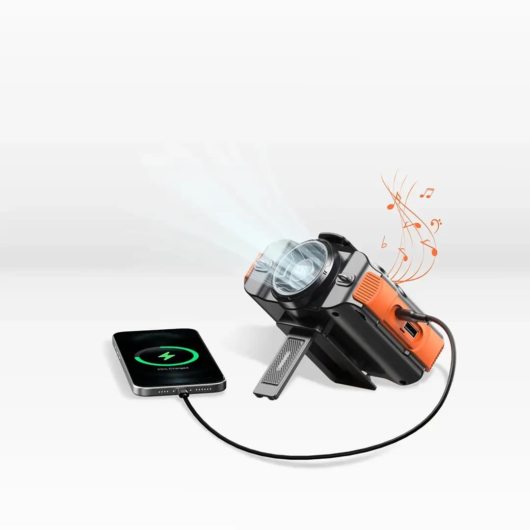 پنکه کمری شارژی پرودو مدل Porodo Lifestyle Waist Fan 8000mAh PDPNW50BK | بلوتوث 5.3، اسپیکر و LED — تصویر ۶