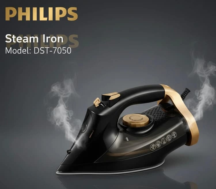 اتو بخار فیلیپس- قدرت 3000W وات- مدل PHILIPS DST7050 — تصویر ۲