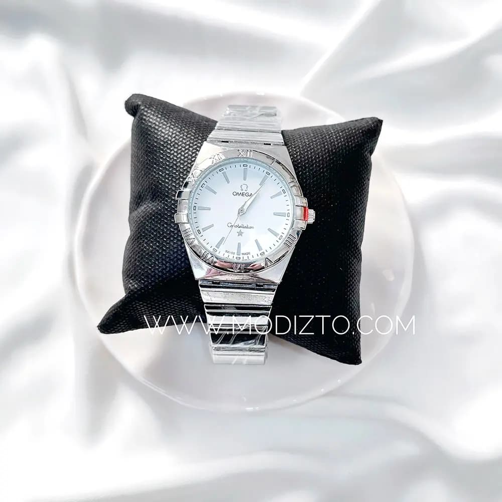 ساعت مچی مردانه امگا Omega کانسیلیشن مدل صفحه سفید بند استیل — تصویر ۲