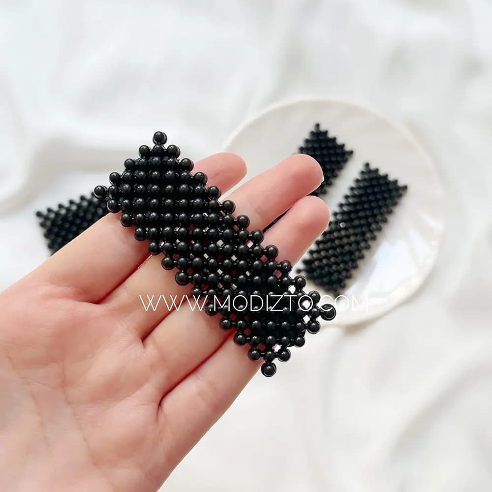 گیره مو تق تقی مرواریدی طرح مستطیل — تصویر ۶