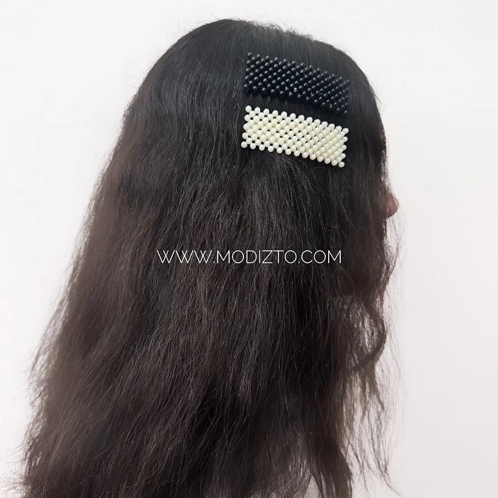 گیره مو تق تقی مرواریدی طرح مستطیل — تصویر ۷