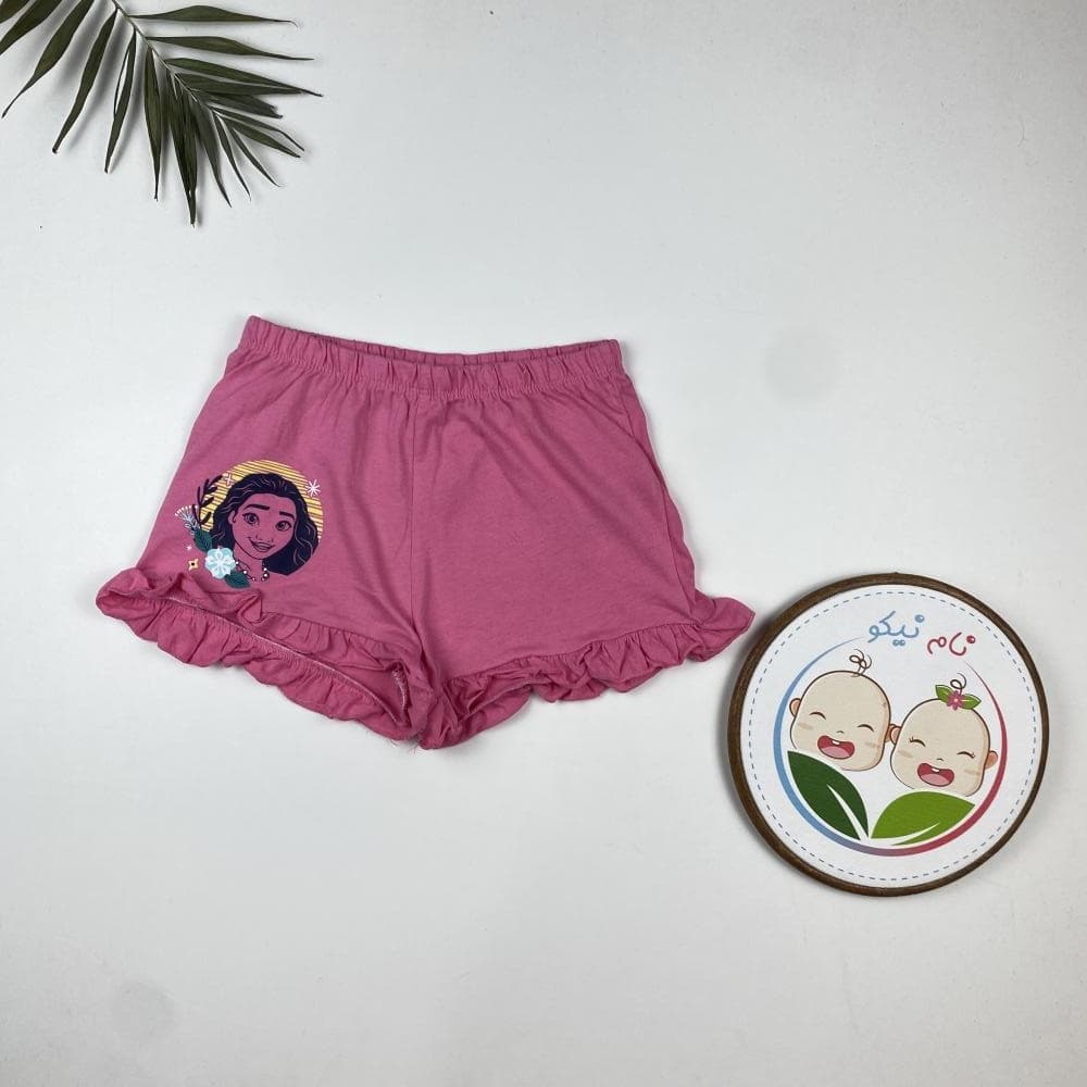 شلوارک دخترانه طرح پرنسس پرپرکی سرخآبی رنگ – 4 تا 6 سال