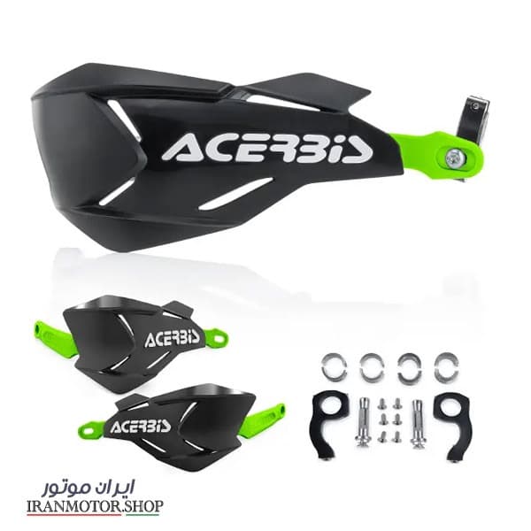 هندگارد موتورسیکلت کراسی اصلی اکربیس فلزی مشکی سبز acerbis