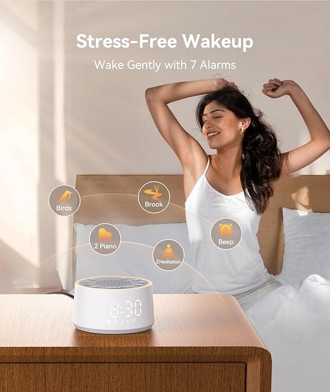 دستگاه نویز سفید Dreamegg مدل D1 ساعت زنگ دار و چراغ خواب — تصویر ۲