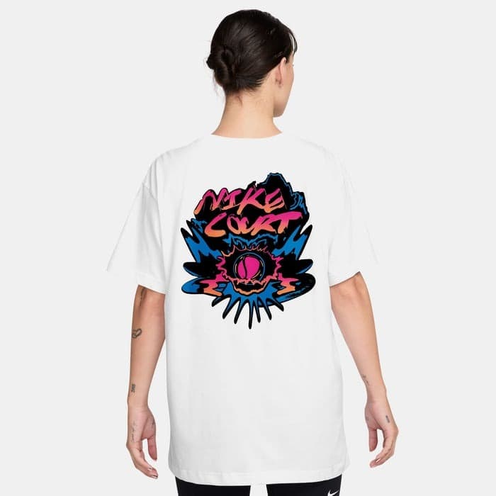 تی شرت تنیس زنانه نایک NikeCourt Dri-FIT Slam – سفید — تصویر ۳