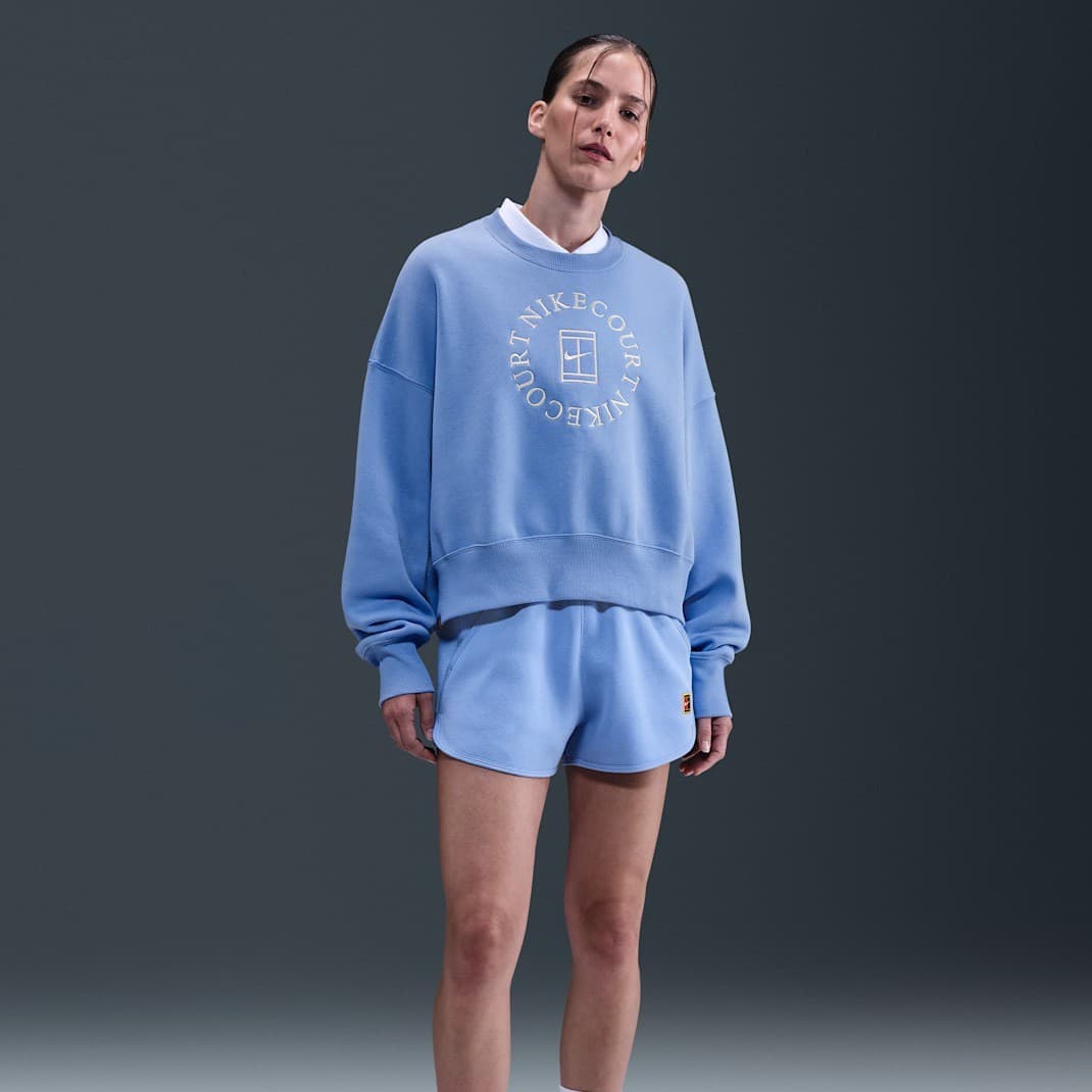 سویشرت تنیس زنانه نایک NikeCourt Heritage Phoenix Fleece – آبی — تصویر ۴