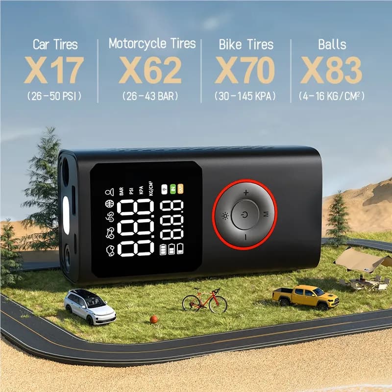 پمپ باد شارژی قابل حمل خودرو مدل JAT-500 — تصویر ۷
