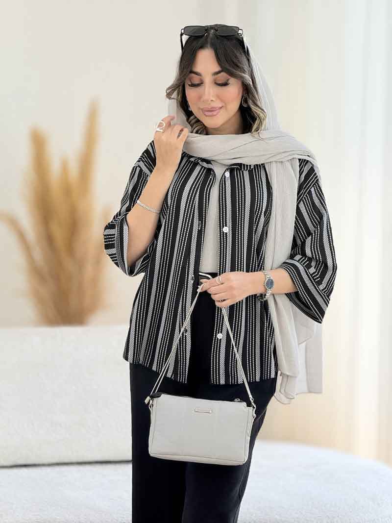 مانتو راه راه بهنوش کد 8102 — تصویر ۸