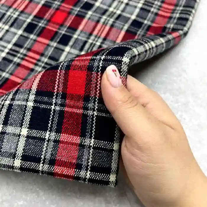 کشمیر چهارخونه چهار خونه رنگ جیگری و طوسی — تصویر ۳